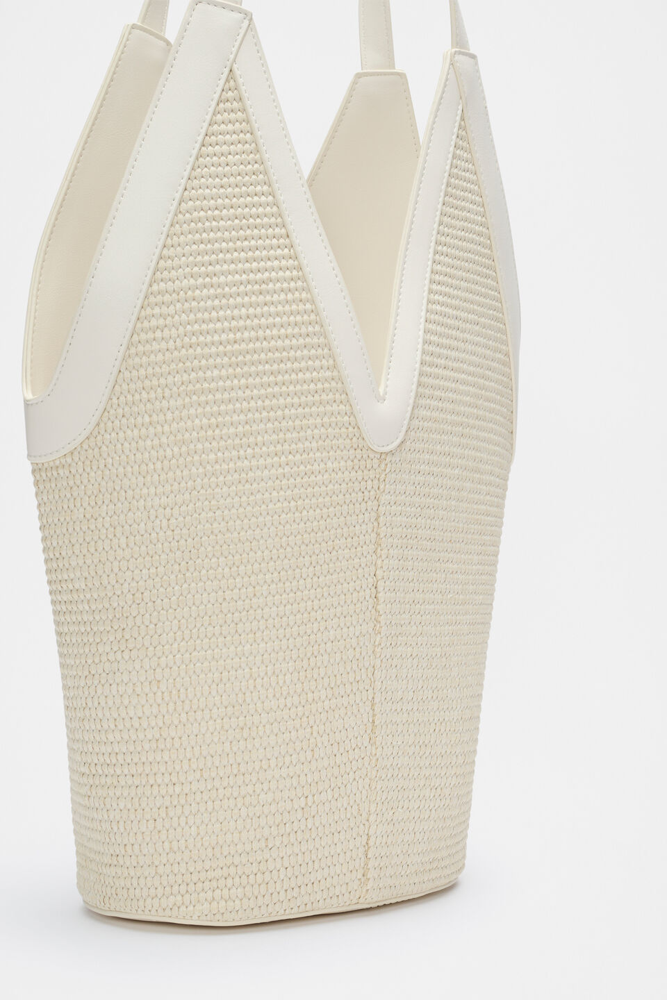 Angular Woven Tote  Cream