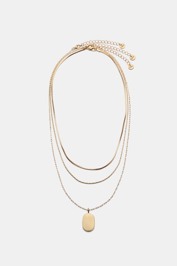 Rounded Pendant Necklace Set  Gold  hi-res
