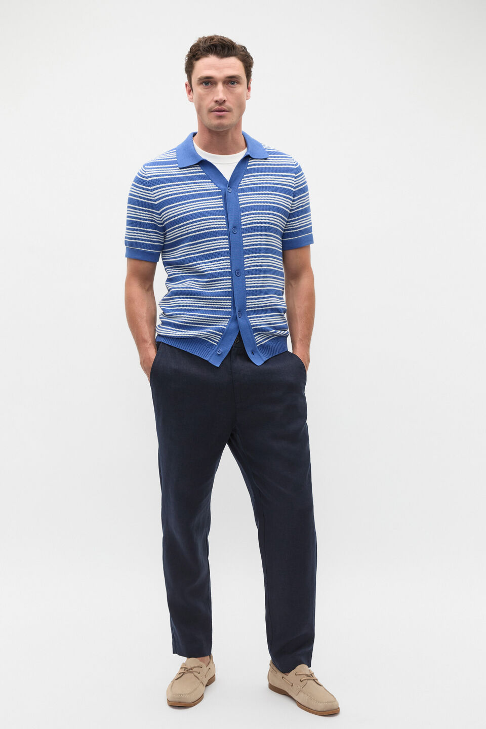 Linen Trouser  Midnight Blue