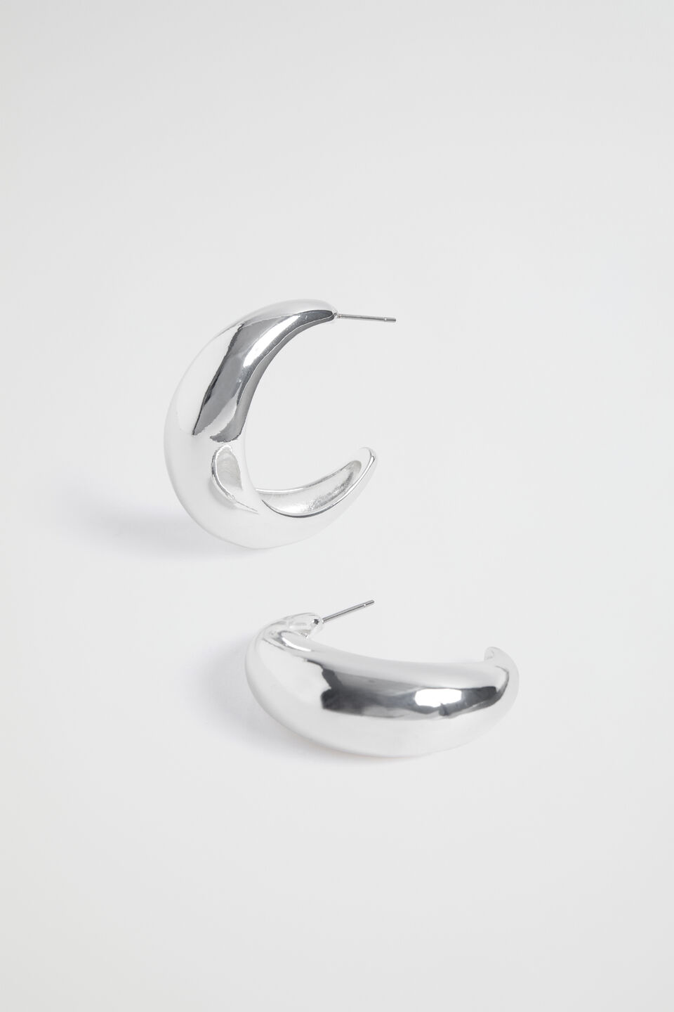 Curved Hoop Earring  Silver