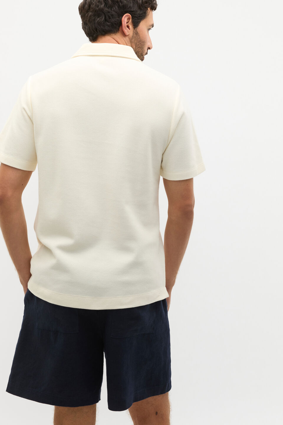 Half Zip Polo  Vintage White