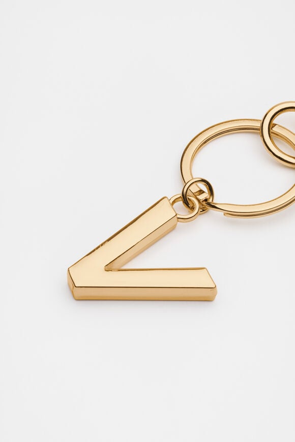 Gold Initials Keyring  V  hi-res