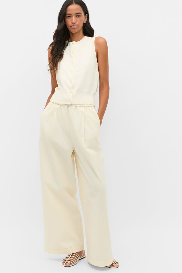 Contrast Stitch Pant  Coconut Cream  hi-res