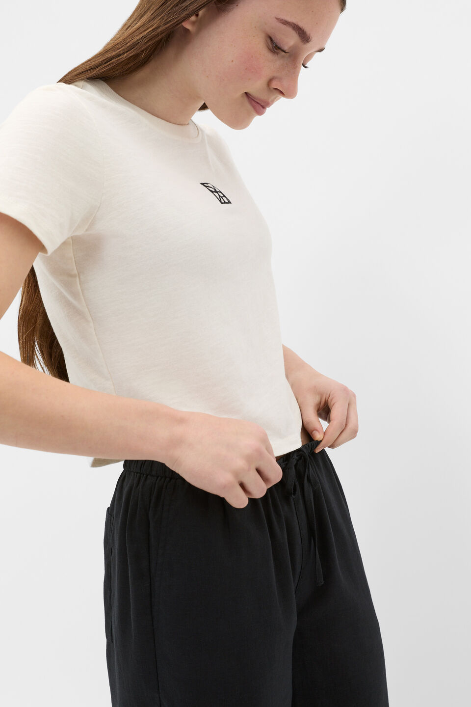 Crew Neck Logo Tee  Classic Cream