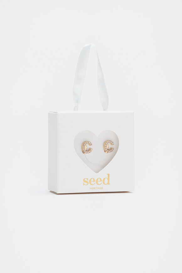 Initial Clip On Earings  C  hi-res