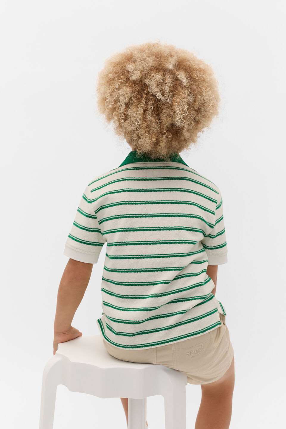 Boucle Knit Polo  Evergreen