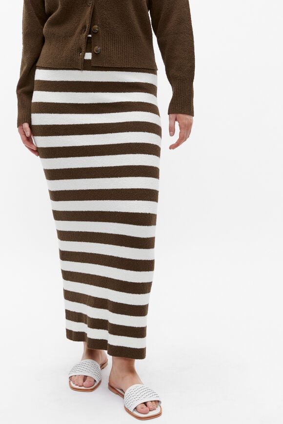 Boucle Stripe Knit Skirt  Dark Praline Stripe  hi-res