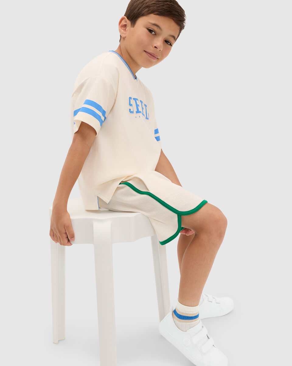 Sports Stripe Logo Tee  Classic Cream