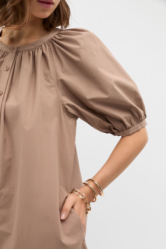 Poplin Full Mini Dress  Nutmeg  hi-res