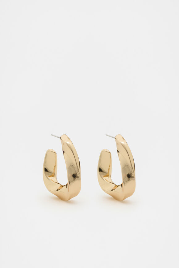 Sculptural Twist Triangle Hoop  Gold  hi-res