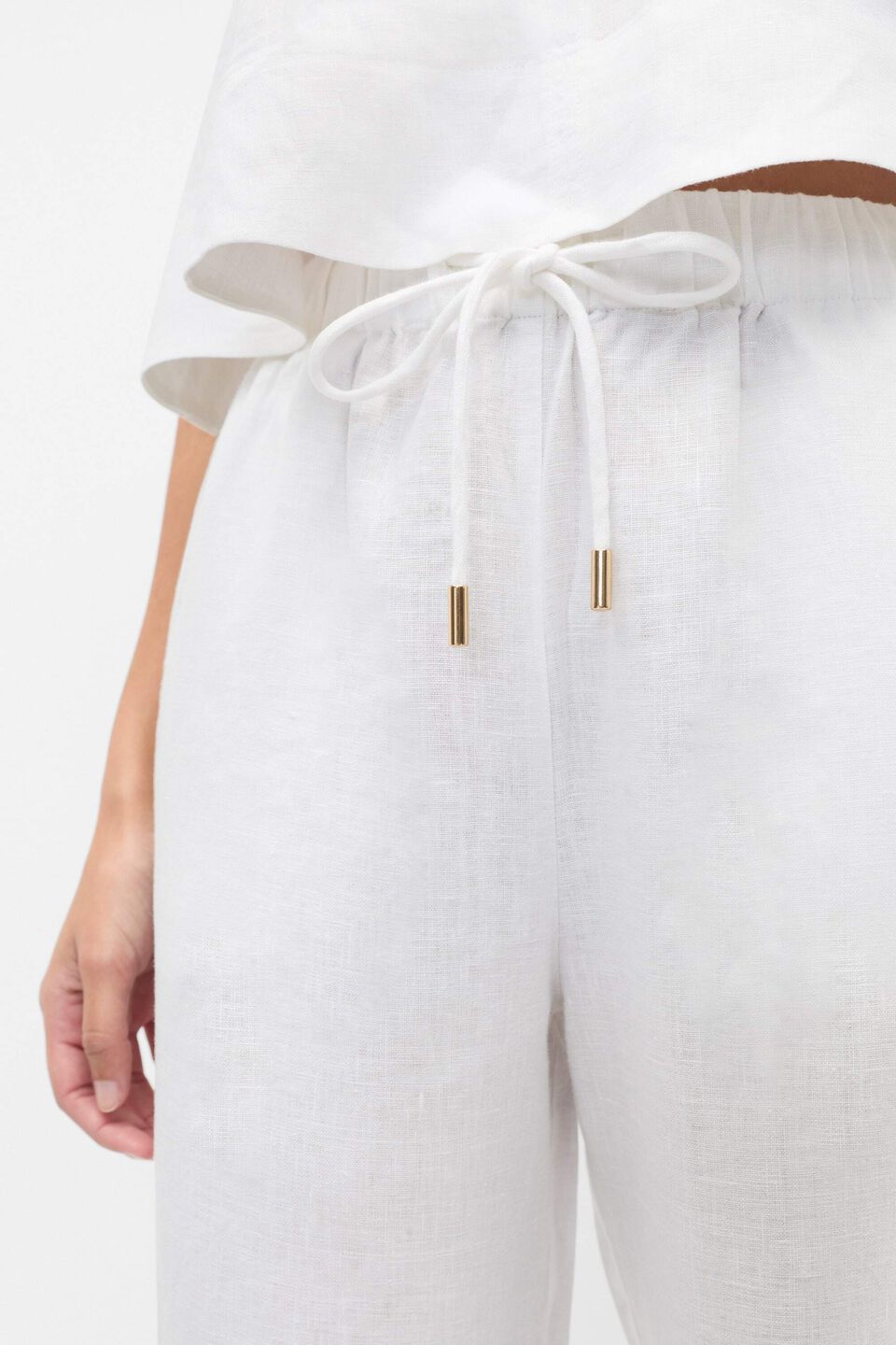 Core Linen Casual Tie Pant  Whisper White