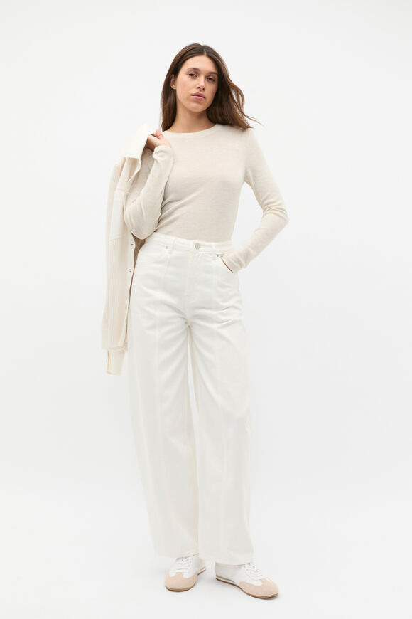 Australian Merino Crew Neck Top  Oat Marle  hi-res