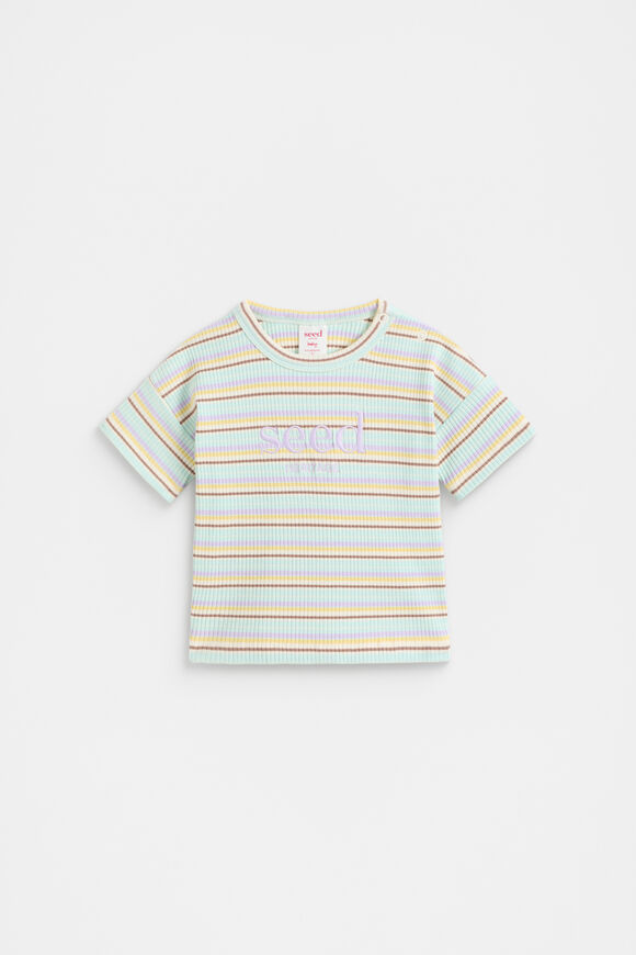 Stripe Rib Logo Tee  Multi  hi-res