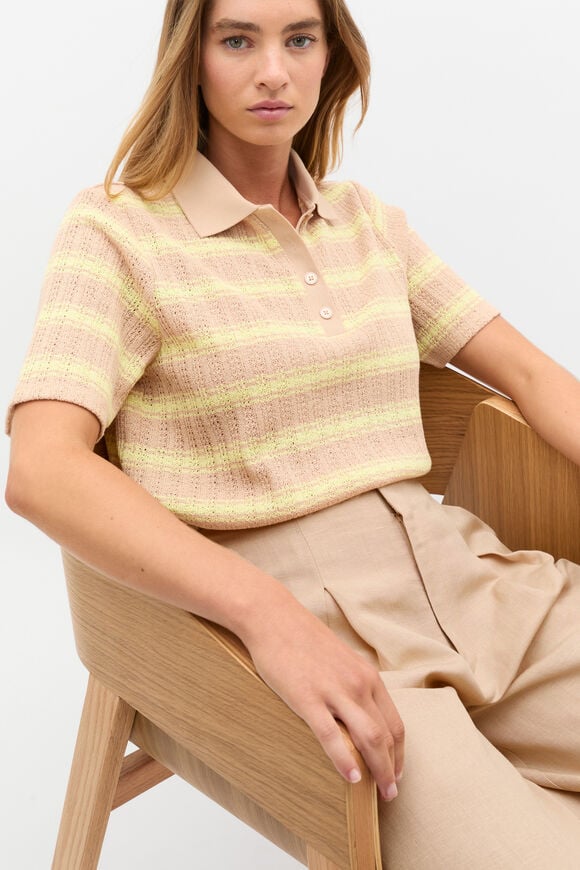 Textured Stripe Polo  Lemongrass Stripe  hi-res
