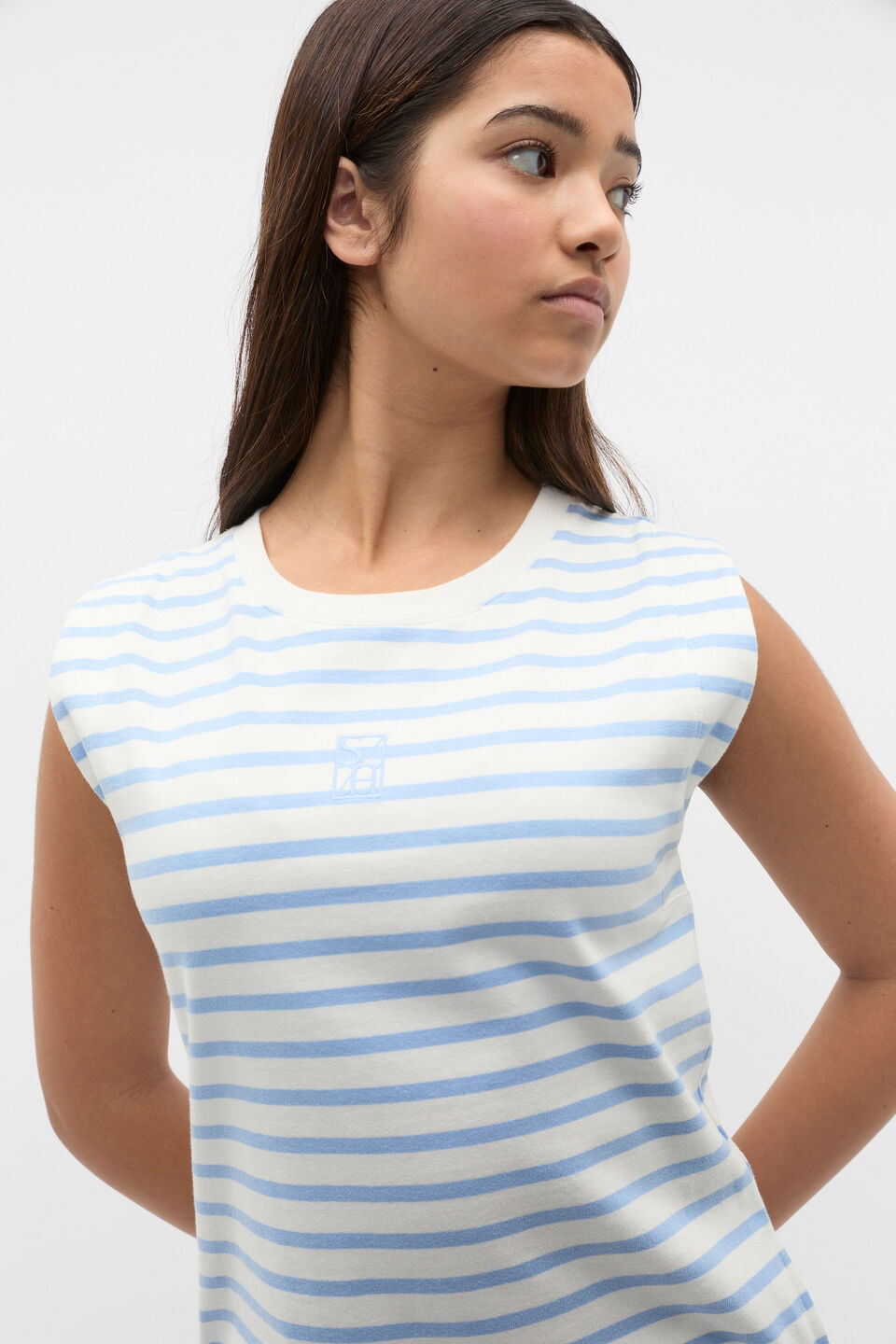 Stripe Logo Dress  Bright Sky