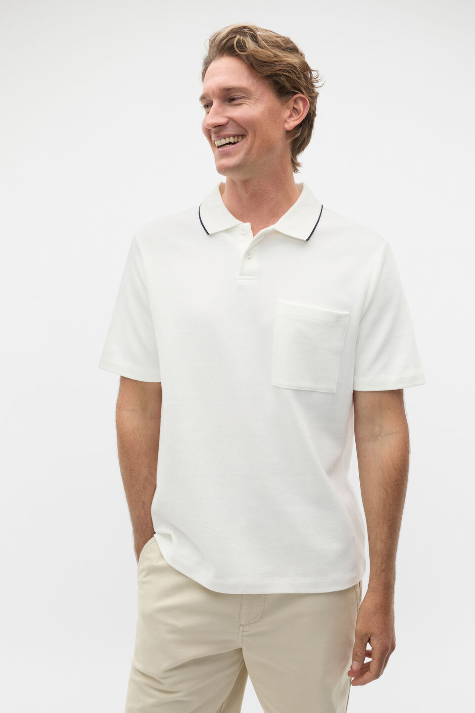 Pocket Polo Shirt  Vintage White