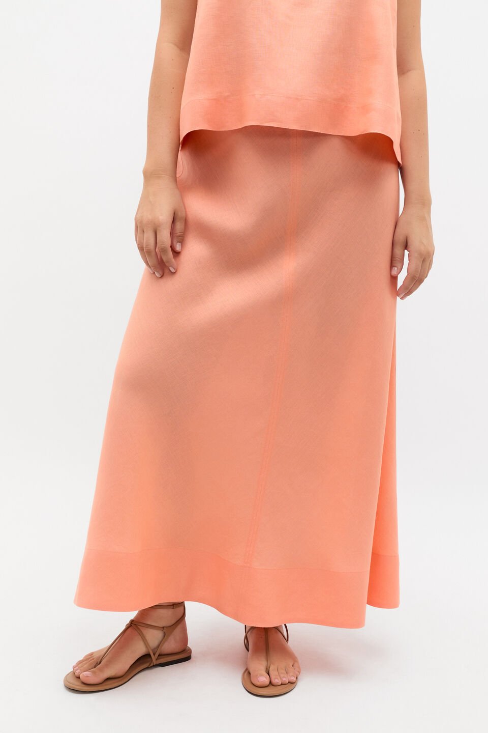 Core Linen Seam Front Skirt  Tangerine