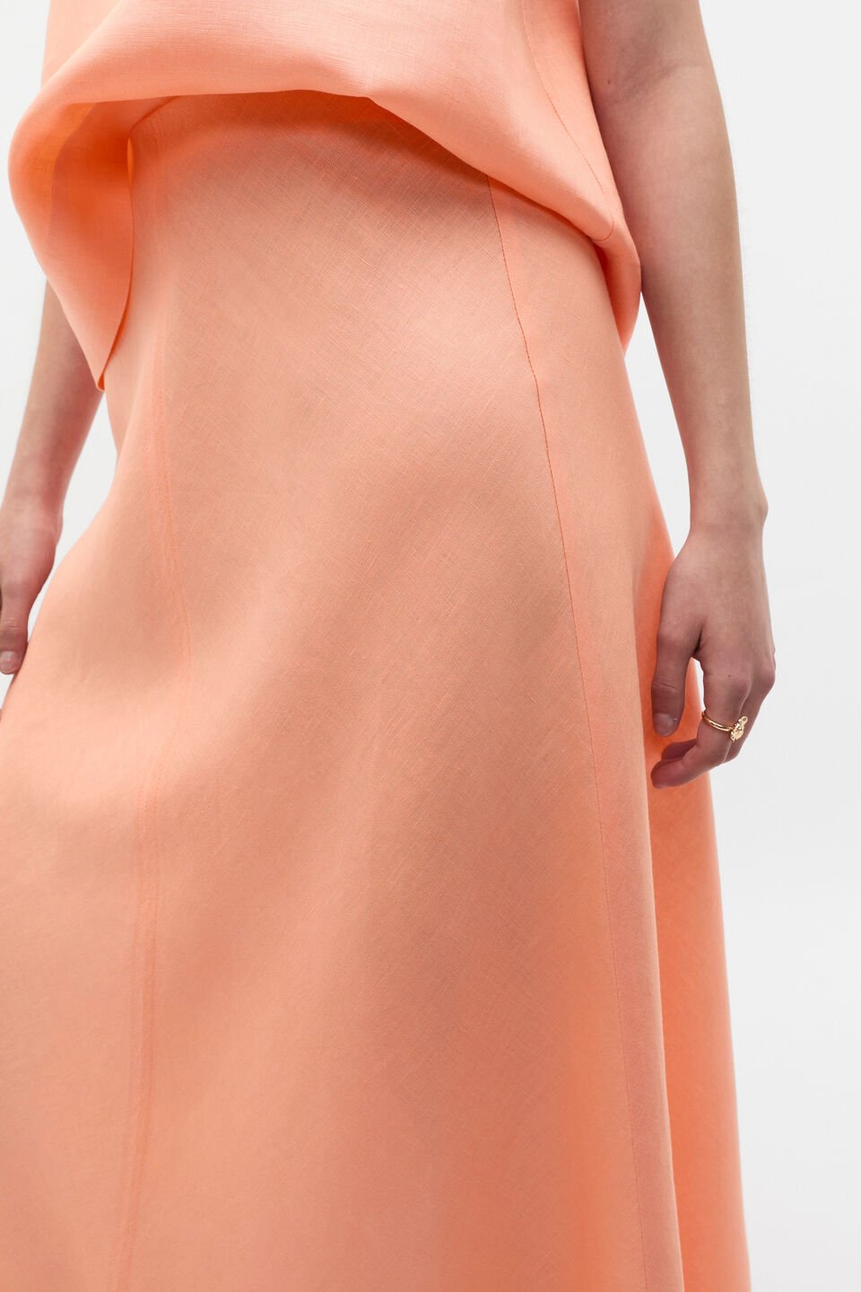 Core Linen Seam Front Skirt  Tangerine