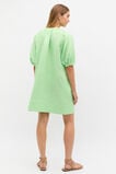 Linen Gathered Mini Dress  Green Apple  hi-res