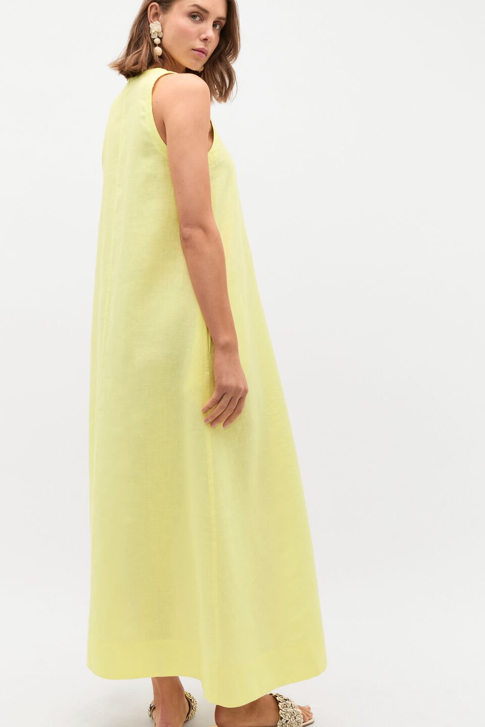 Linen Swing Maxi Dress  Lemongrass