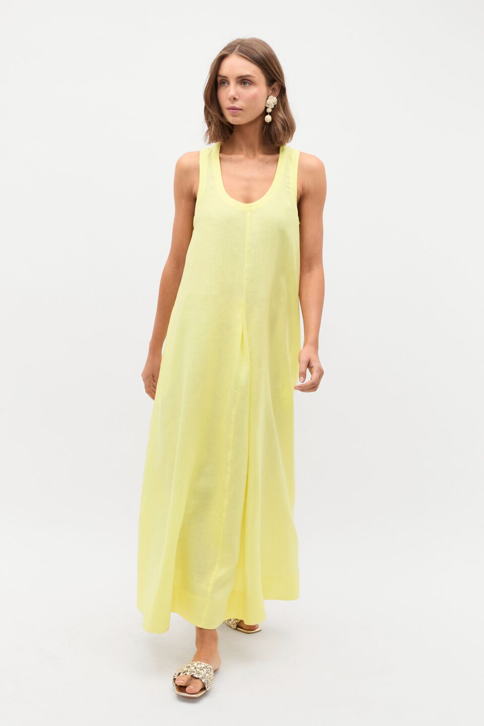 Linen Swing Maxi Dress  Lemongrass