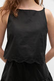 Poplin Scallop Top  Black  hi-res