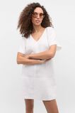 Linen V Neck Flutter Sleeve Mini Dress  Whisper White  hi-res