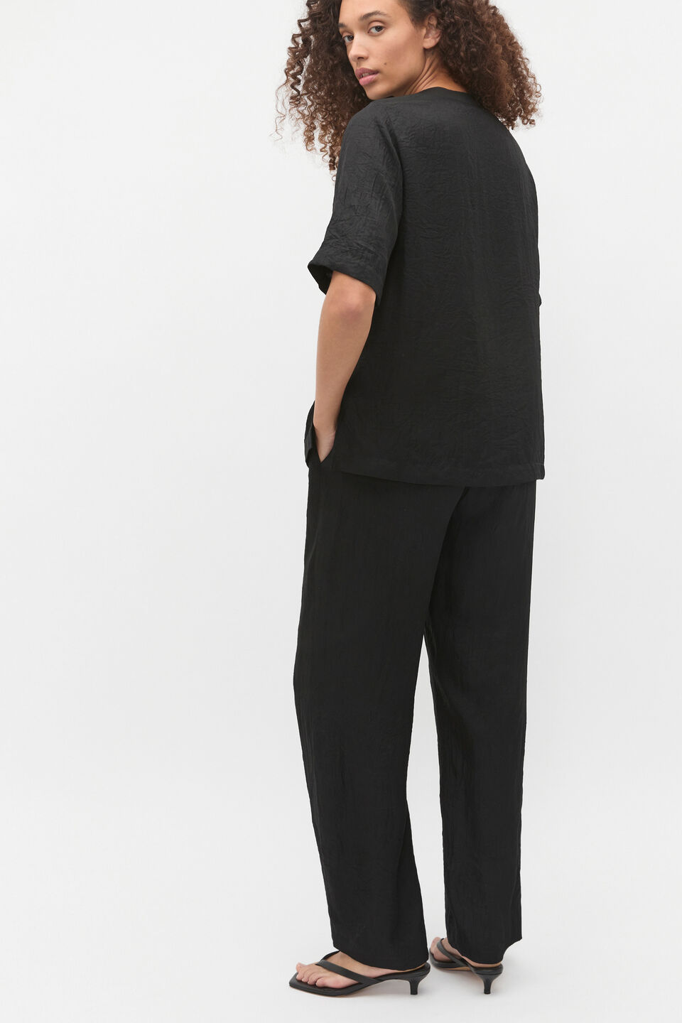 Textured Satin Tee  Black