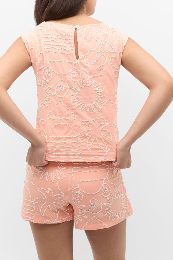 Embroidered Shell Top  Peach  hi-res