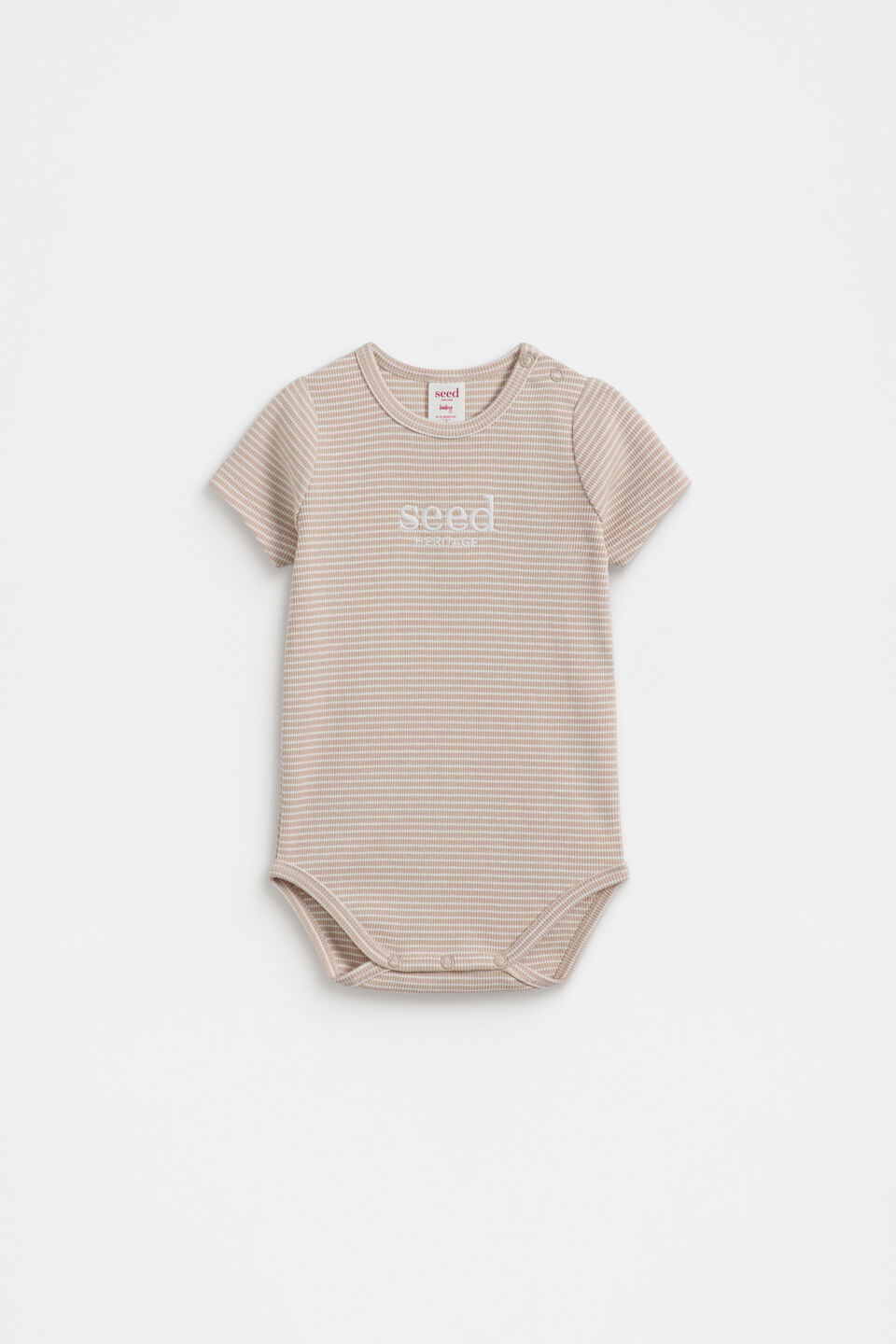 Core Rib Logo Bodysuit  Sand Stripe