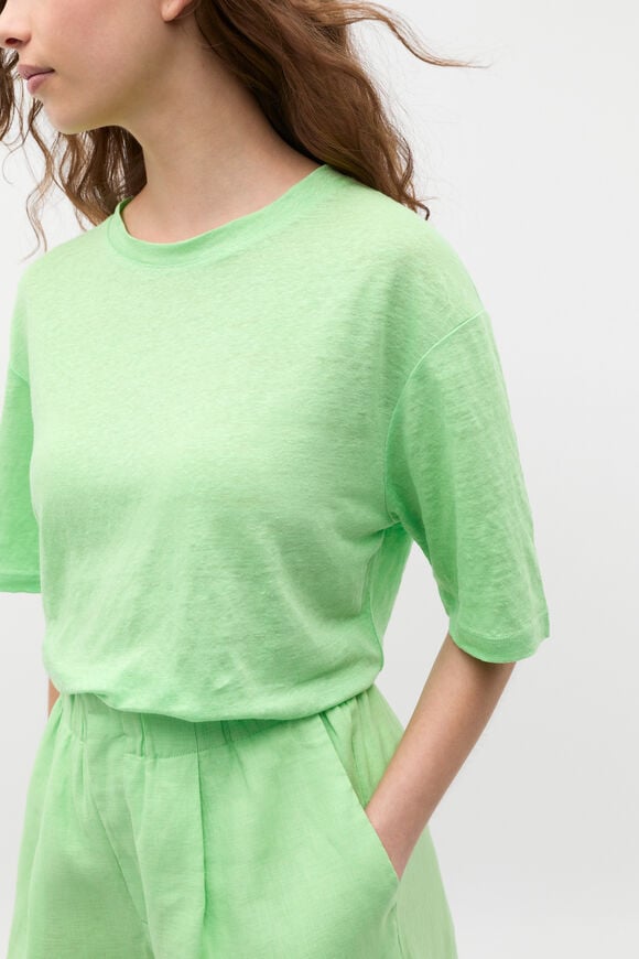 Linen Relaxed Tee  Green Apple  hi-res