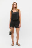 Linen Embroidered Short  Black  hi-res
