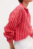 Linen Oversized Shirt  Electric Crimson Stripe  hi-res