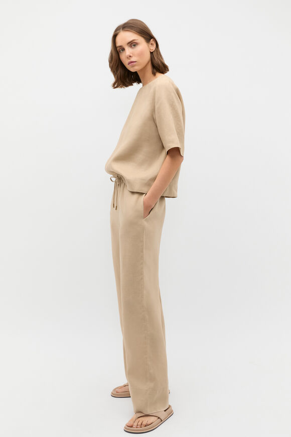 Core Linen Casual Tie Pant  Iced Latte  hi-res