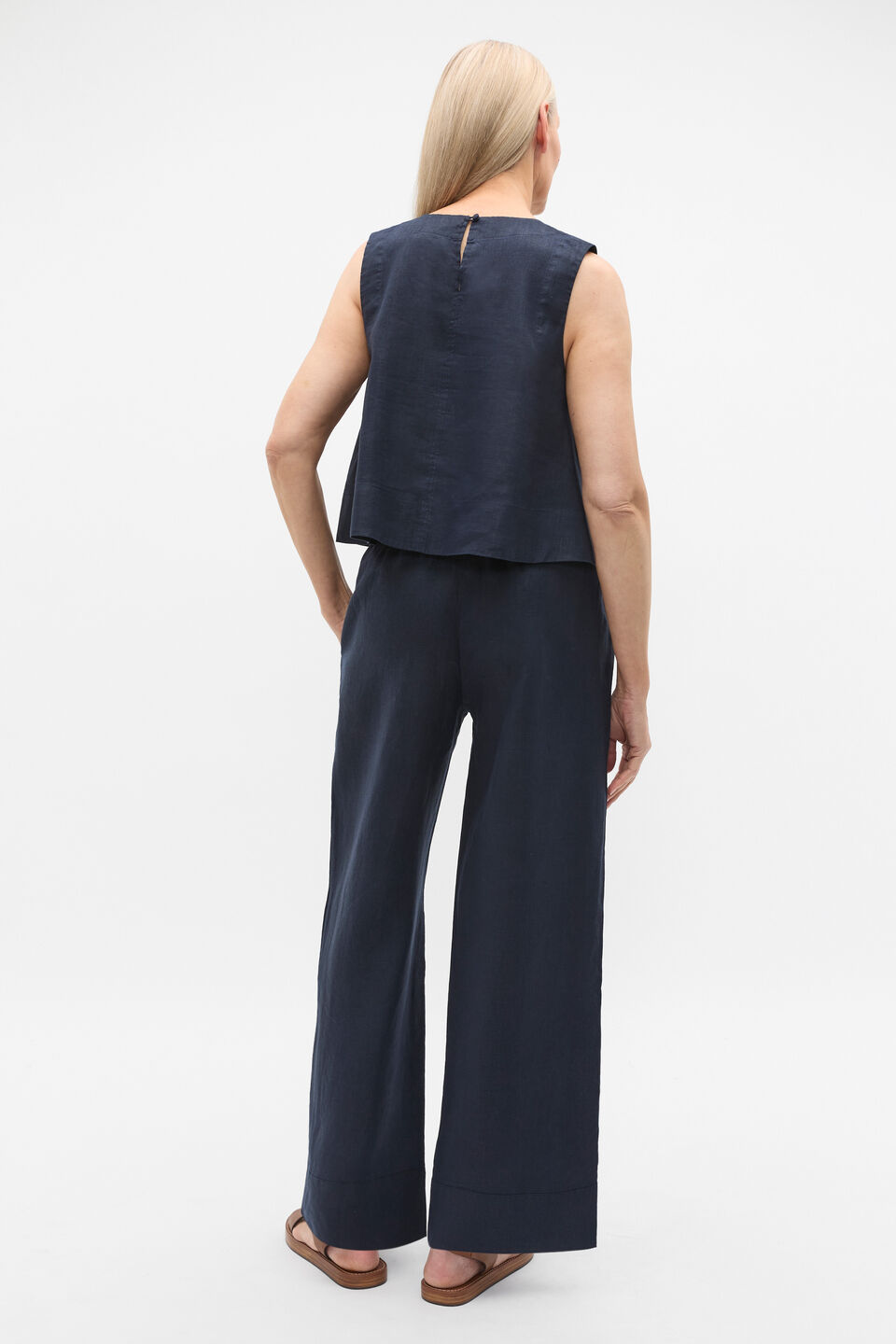 Core Linen Shell Top  Twilight Blue