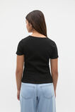 Square Neck Logo Rib Tee  Black  hi-res