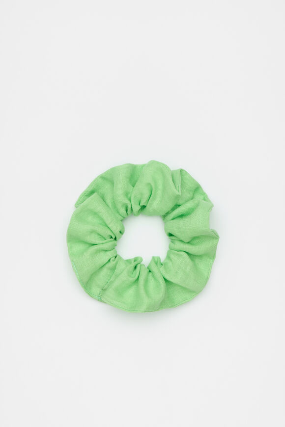 Linen Scrunchie  Green Apple  hi-res