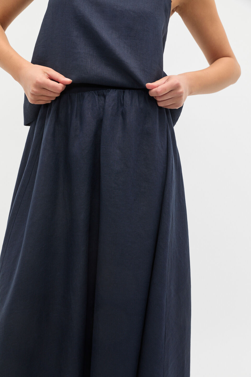Linen Voluminous Skirt  Twilight Blue