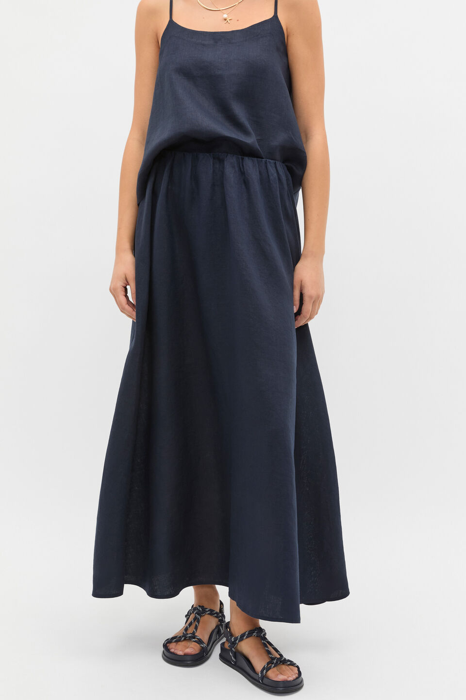 Linen Voluminous Skirt  Twilight Blue