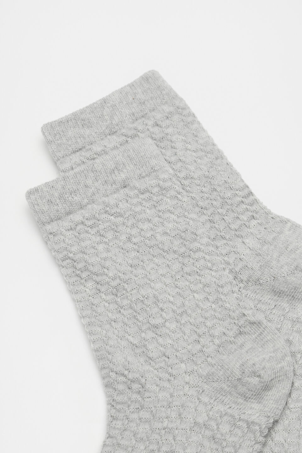 Waffle Quarter Crew Sock  Silver Marle