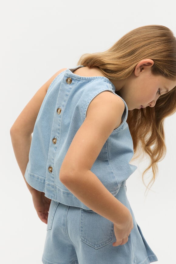 Denim Shell Top  Light Wash  hi-res