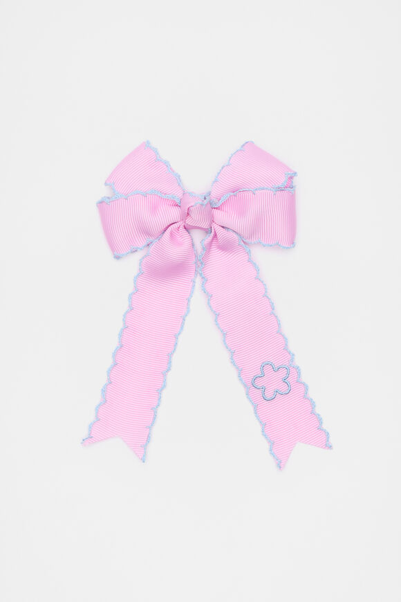 Scallop Trim Bow Duck Clip  Candy Pink  hi-res
