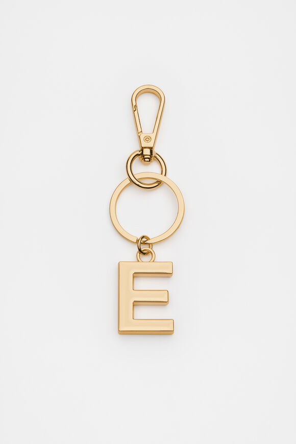 Gold Initials Keyring  E  hi-res