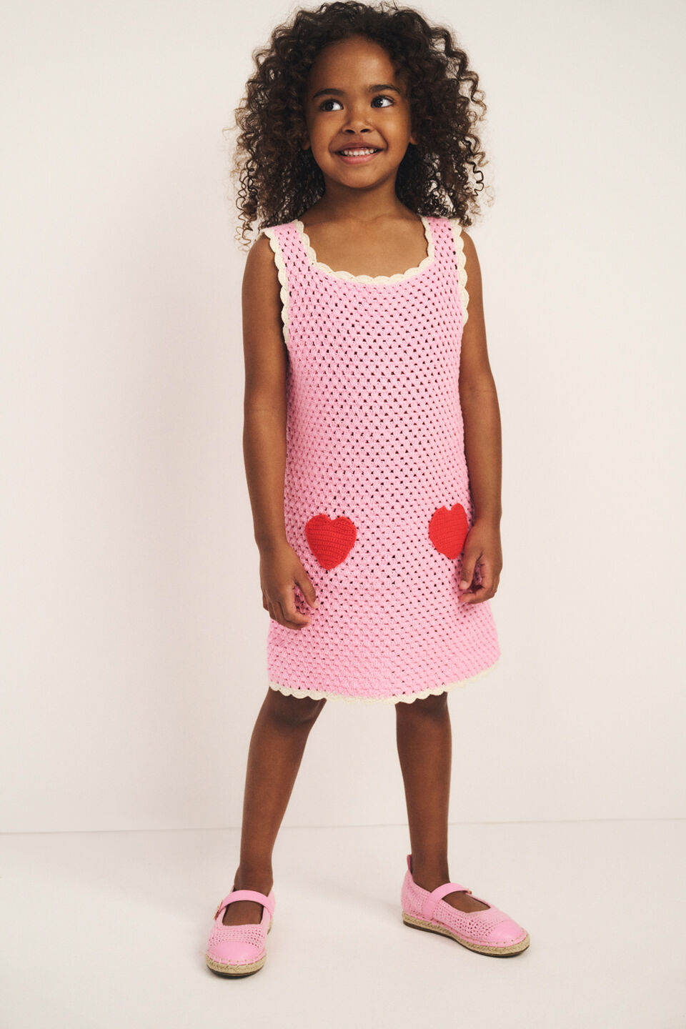 Heart Crochet Dress  Candy Pink