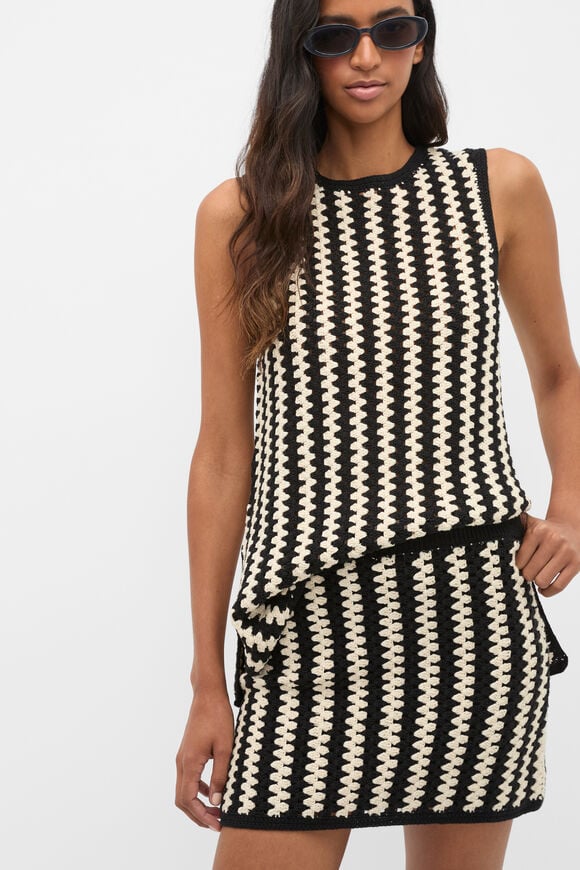 Linear Crochet Skirt  Cream Black  hi-res