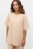 Crinkled Satin Split Hem Tee  Ecru  hi-res