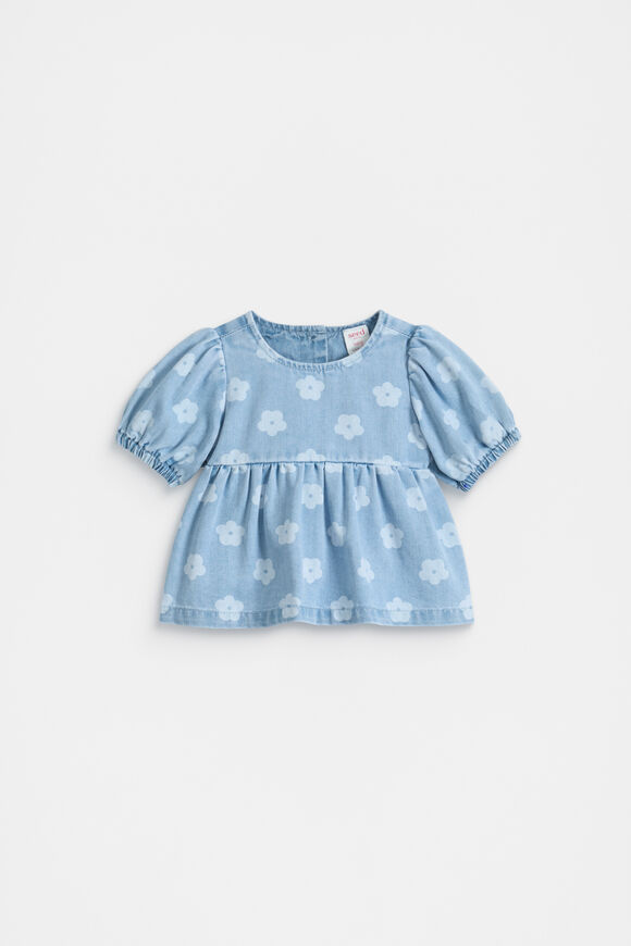 Floral Denim Top  Light Wash  hi-res