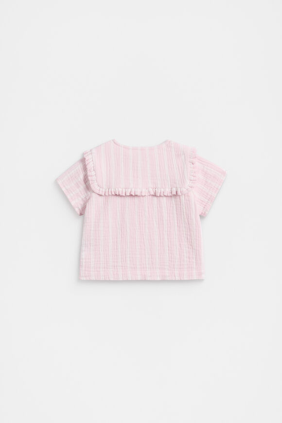 Stripe Collar Shirt  Berry  hi-res