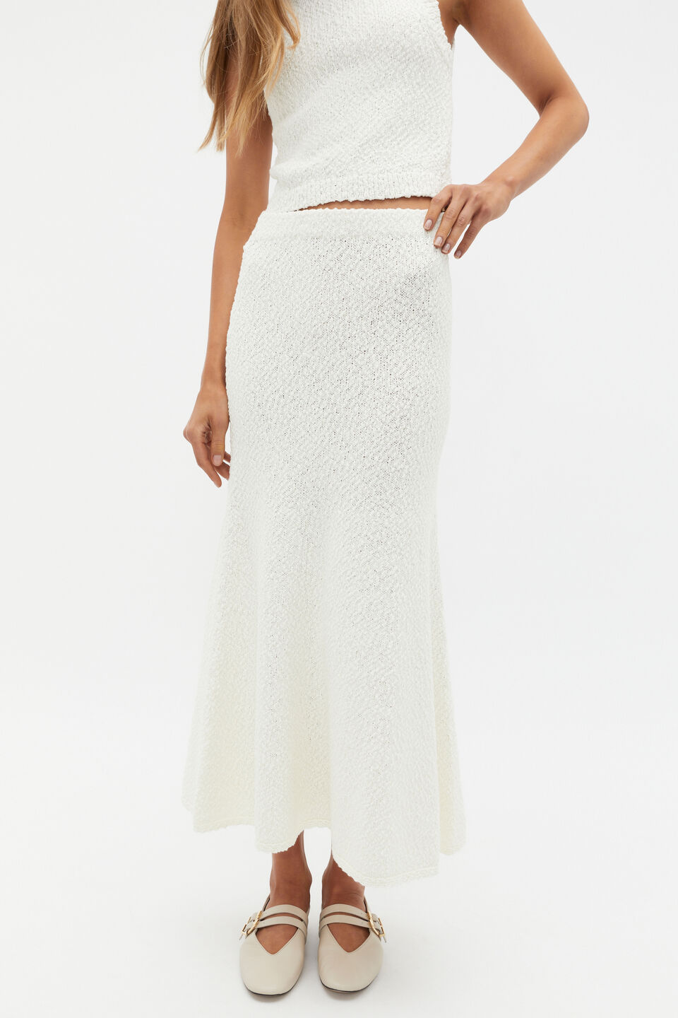 Textured Knit Skirt  Cloud Cream