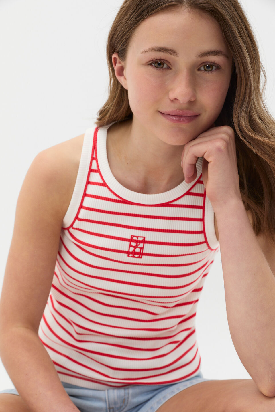 Core Logo Rib Tank  Strawberry Red